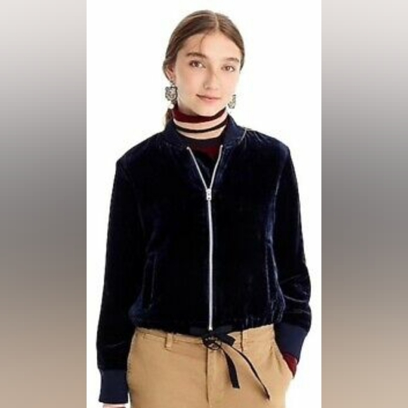 J. Crew Jackets & Blazers - J. CREW Velvet Bomber Jacket, Size XL, Blue